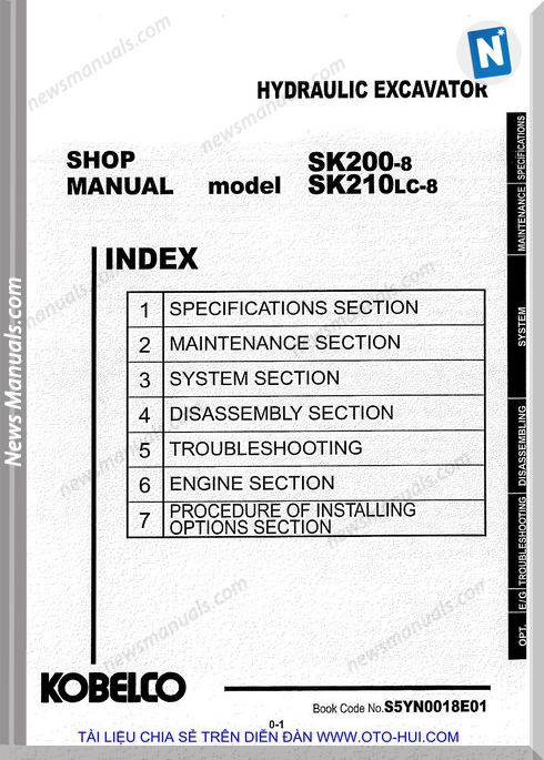 Kobelco Sk200-8,Sk210Lc-8 Hydraulic Shop Manual