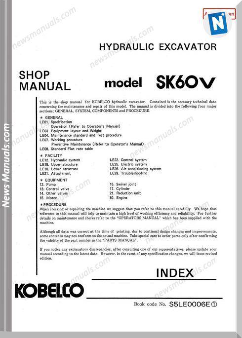 Kobelco Sk60V Hydraulic Excavator No S5Le0006E