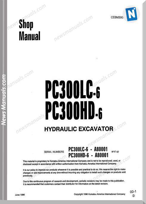 Komatsu Crawler Excavator Pc300-6Hd Shop Manual