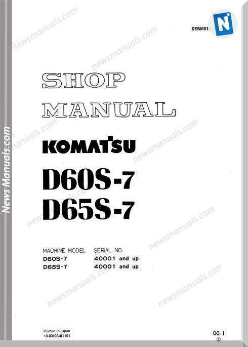 Komatsu Crawler Loader D65S-7 Shop Manual