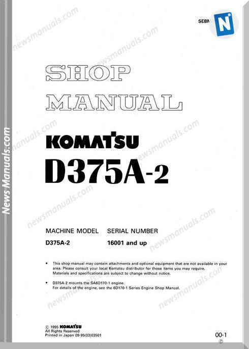 Komatsu D375A 2 Shop Manual