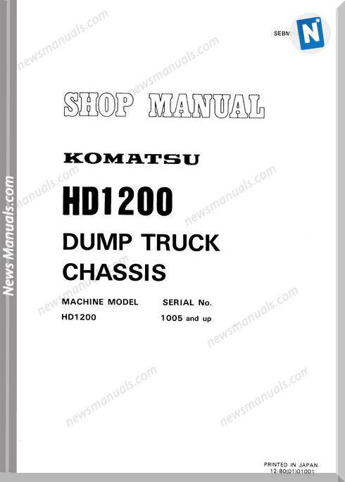 Komatsu Dump Truck Hd1200 Shop Manual Sebm0581A03