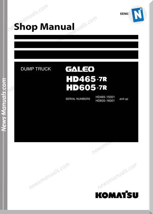 Komatsu Dump Truck Hd465 7R Hd605 7R Shop Manual Sen02283 00