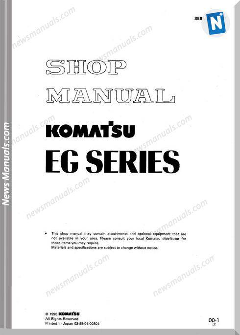 Komatsu Engine Generator Eg380Bst-1 Shop Manual