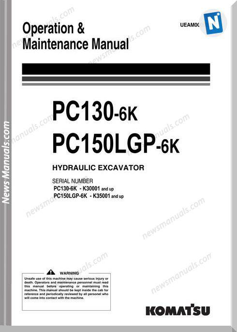 Komatsu Excavator Pc130 Pc150Lgp 6K Maintenance Manual
