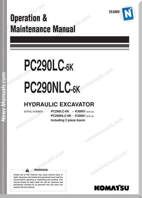 Komatsu Excavator Pc290Lc 290Nlc 6K Maintenance Manual