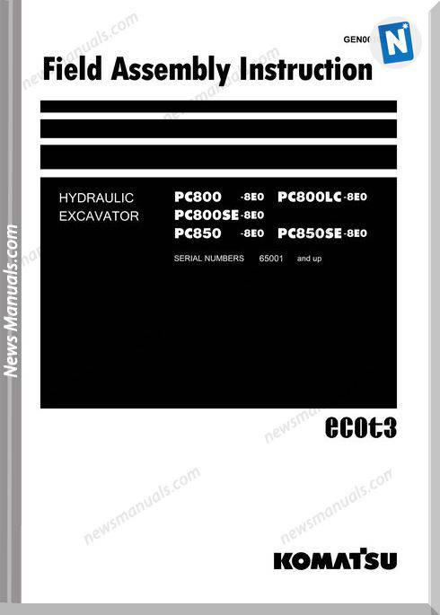 Komatsu Excavator Pc850 8E0 Pc850Se Shop Manual