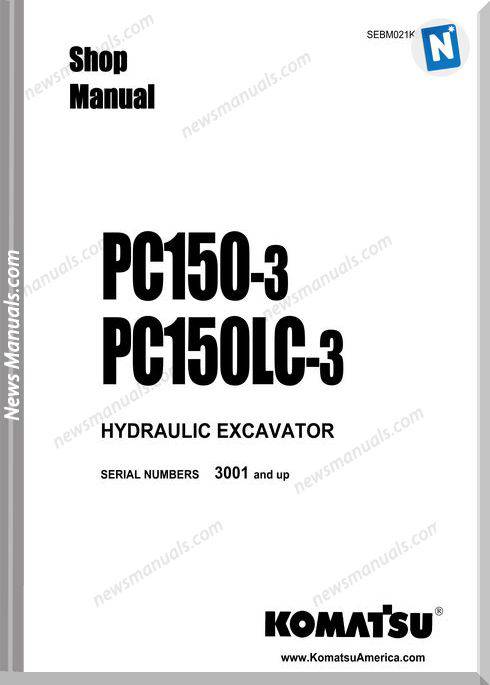 Komatsu Hydraulic Excavator Pc150 3 Shop Manual
