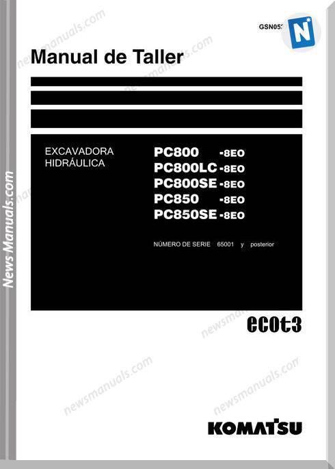 Komatsu Hydraulic Excavator Pc850Se 8Eo Shop Manual