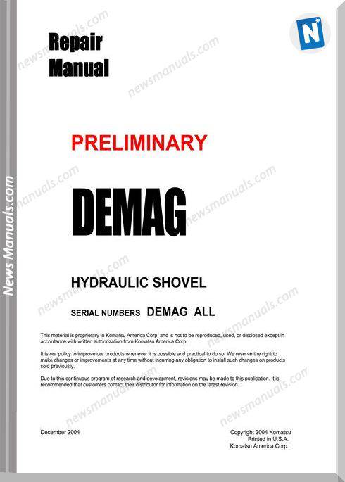 Komatsu Hydraulic Mining Shovels Hydraulic Shop Manual