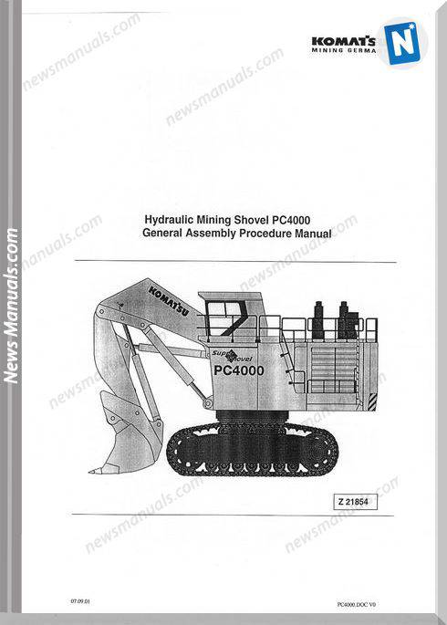 Komatsu Hydraulic Mining Shovels Pc4000 Shop Manual
