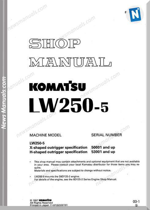 Komatsu Mobile Cranes Lw250-5 Shop Manual