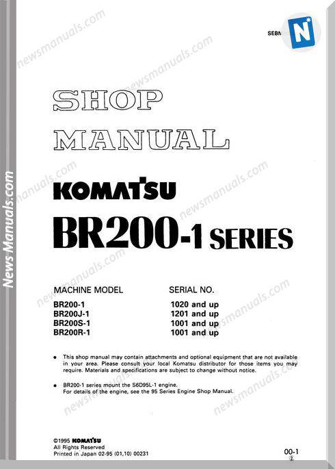Komatsu Mobile Crushers Br200S-1 Shop Manual