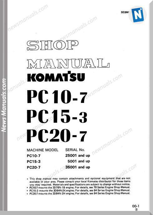Komatsu Pc10-7,15-3,20-7 Shop Manual