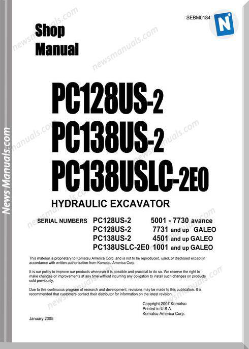 Komatsu Pc128Us-2 Models Shop Manual