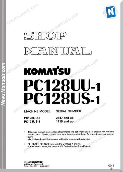 Komatsu Pc128Uu Pc128Us 1 Shop Manual