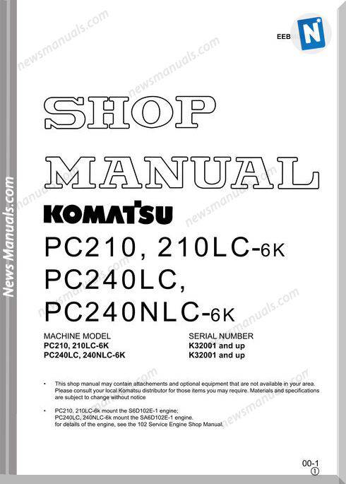 Komatsu Pc210 210Lc 240Lc 240Nlc 6K Shop Manual