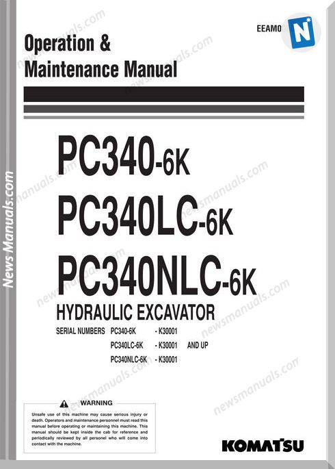 Komatsu Pc340 340Lc 340Nlc 6K Om Maintenance Manual