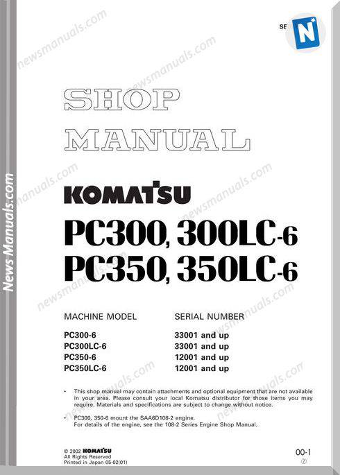Komatsu Pc350-6 Models Shop Manual