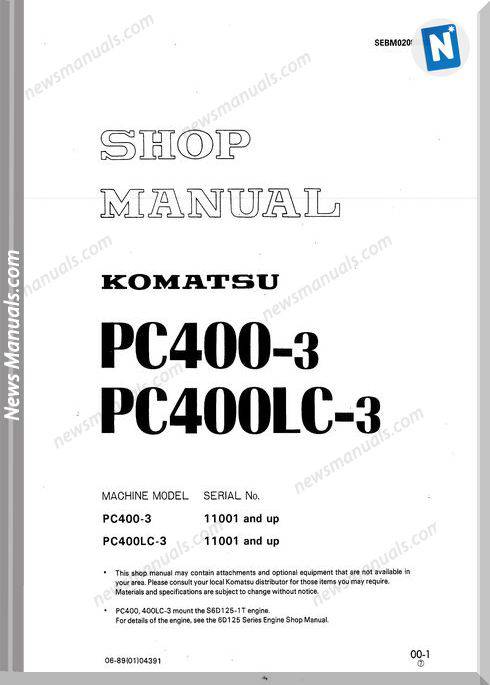 Komatsu Pc400-3 Models Shop Manual