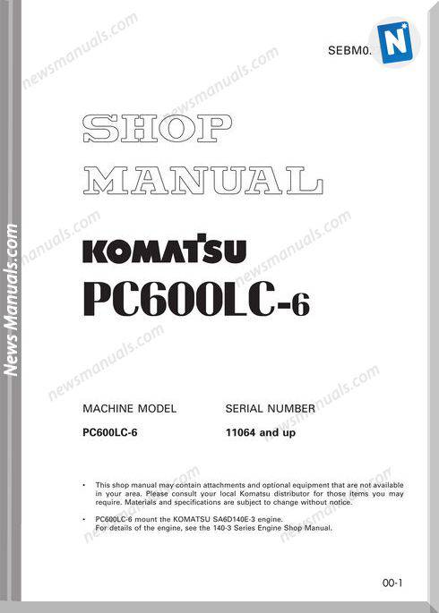 Komatsu Pc600-6 Models Shop Manual
