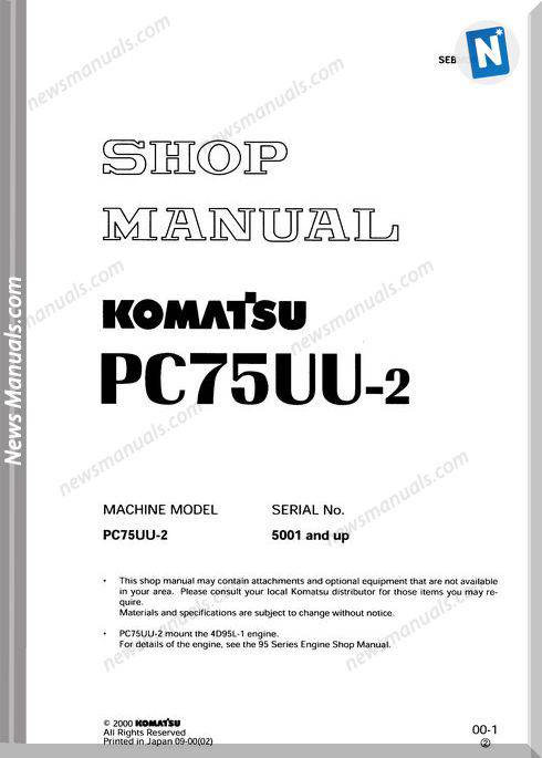 Komatsu Pc75Uu 2 Shop Manual