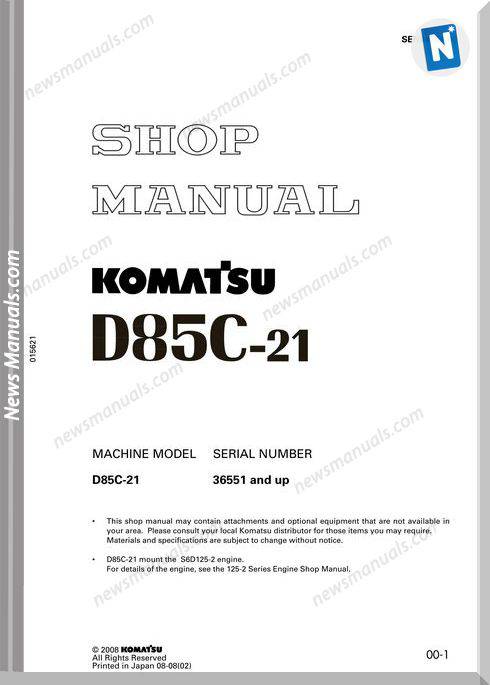 Komatsu Pipe Layers D85C-21 Shop Manual