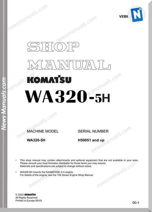 Komatsu Wa320 5H Shop Manual