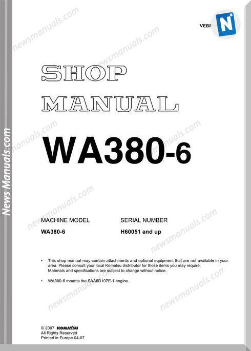 Komatsu Wa380 6 Shop Manual