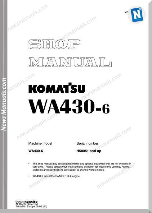 Komatsu Wa430 6H Shop Manual