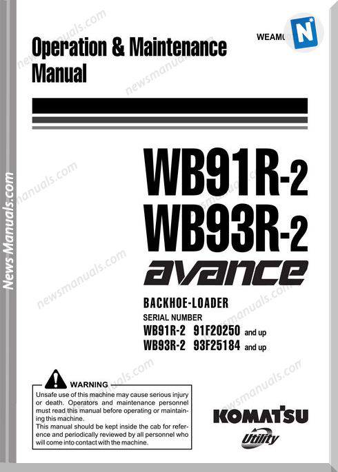 Komatsu Wb91 93R 2 Operation Maintenance Manual