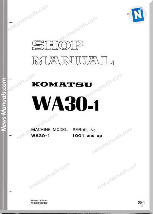 Komatsu Wheel Loaders Wa30-1 Shop Manual