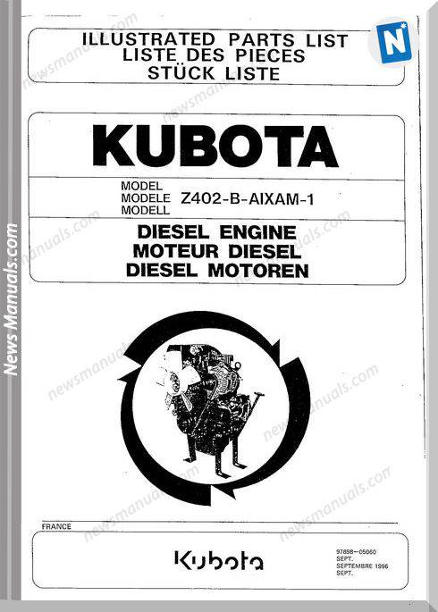 Kubota Diesel Engine Z402-B Aixam-1 Parts Manual