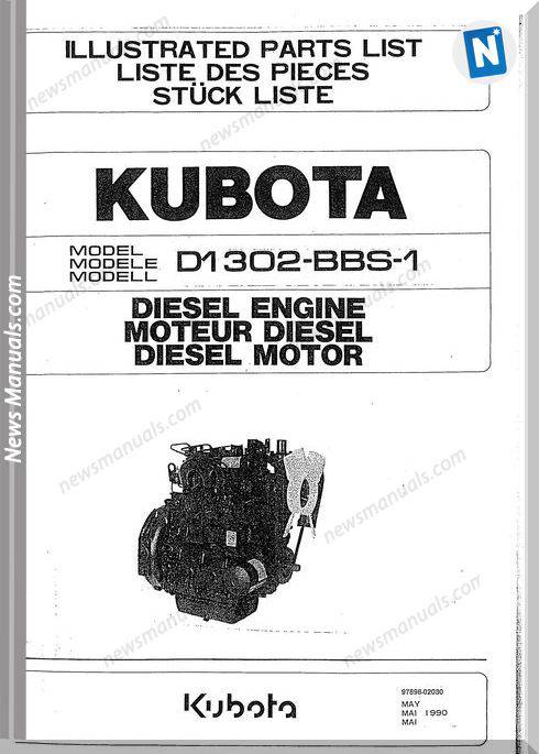 Kubota Engine D1302-Bbs-1 Parts Manual