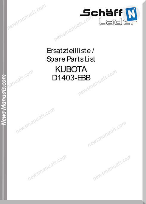 Kubota Engine D1403-Ebb-Ec1 Parts Manual