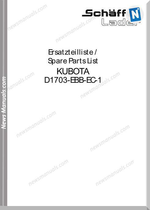 Kubota Engine D1703-E2B-Eu-X3-S Parts Manual