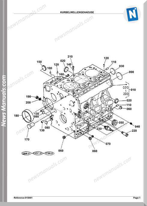 Kubota Engine Kx61H N50001,55000 Parts Manuals