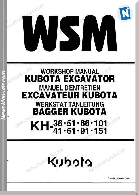 Kubota Excavator Kh 36 151 Workshop Manual