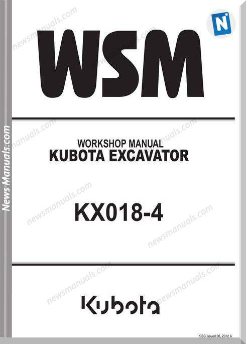 Kubota Excavator Kx018-4 Ry911-21920 Workshop Manual