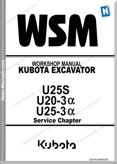 Kubota Excavator U25S Service Workshop Manual
