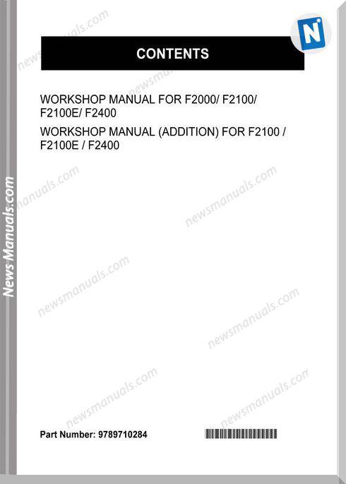 Kubota F2100 English Series Workshop Manual