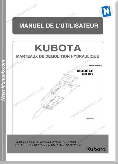 Kubota Kxb310Q Models French Shop Manual
