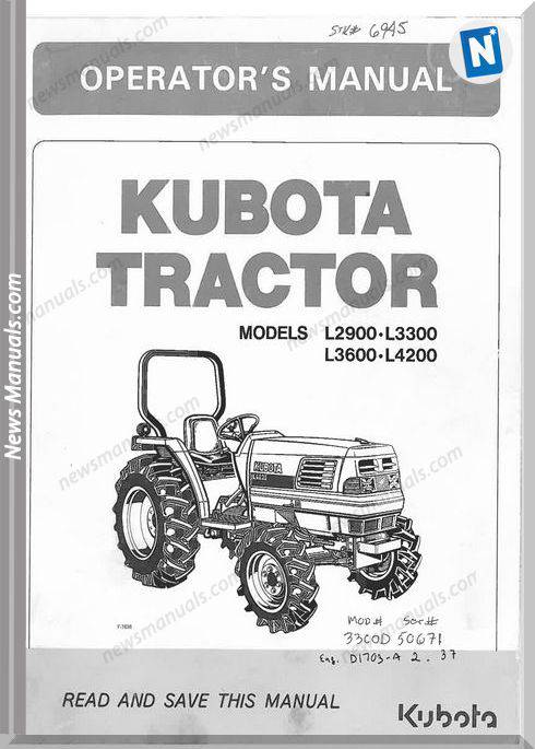Kubota L3300 Owners Manual
