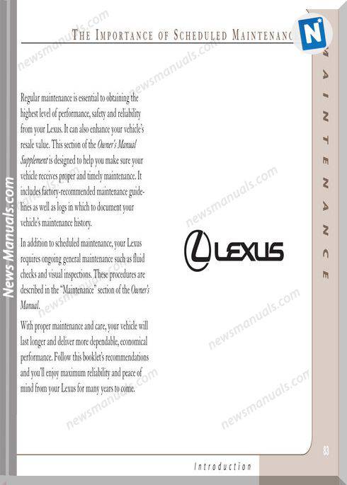 Lexus Scheduled Maintenance Rx300 Guide 2