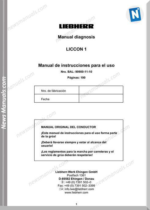 Liebherr Liccon 1 Manual Diagnosis