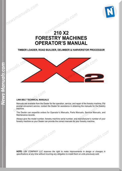 Linkbelt Excavators 210 X2 Forestery Workshop Manual