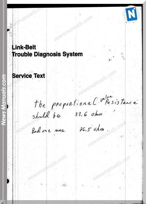 Linkbelt Trouble Diagnosis System Service Text