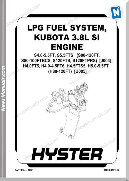 Lpg Fuel System, Kubota 3.8L Si Engine Service Manual