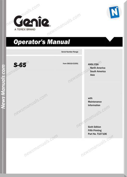 Man Lift Genie S60 Operator Manual English