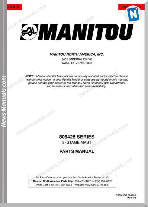 Manitou 805428 Series Parts Manuals